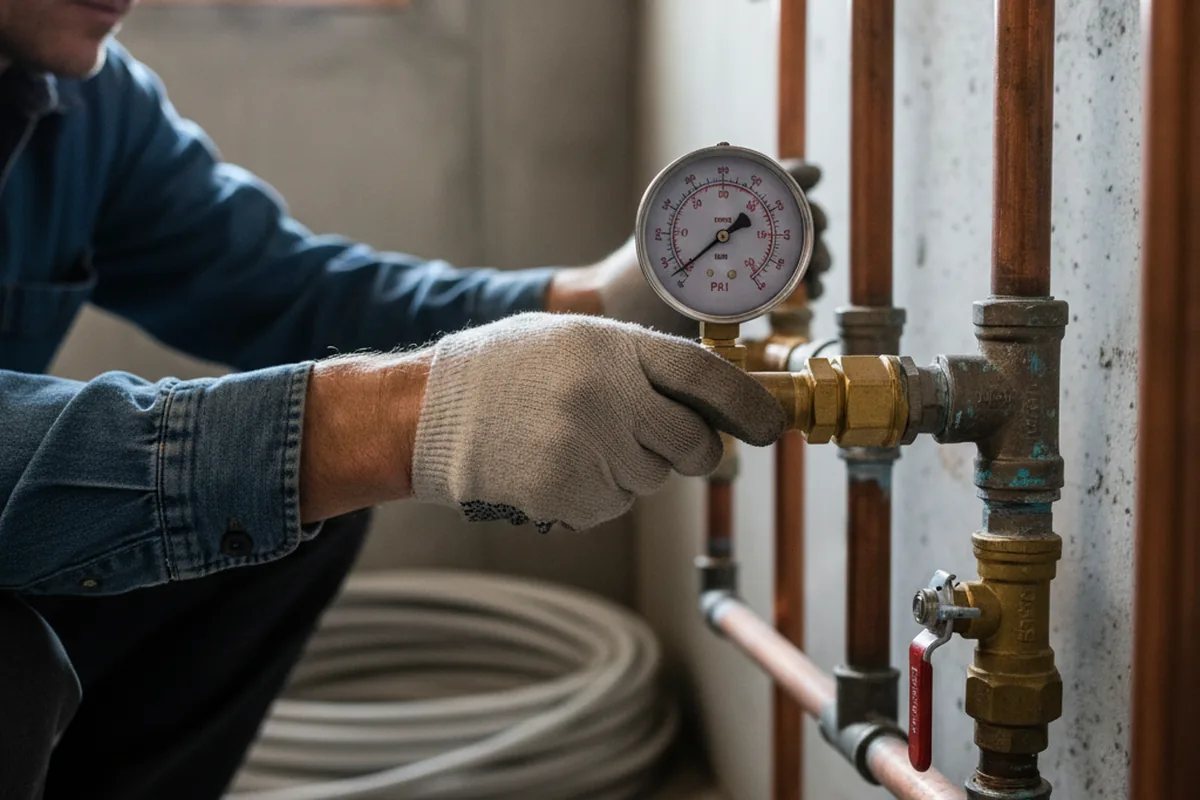 Pressure testing a repaired line during Water Line Repair in Windsor